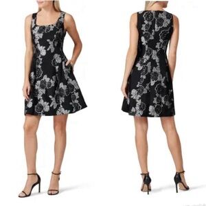 Prabal Gurung Collective Black Floral Jacquard Flare Dress